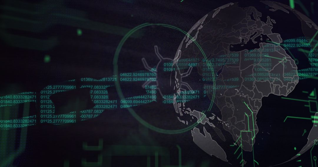 Global Digital Network Concept with Cyber Security Elements