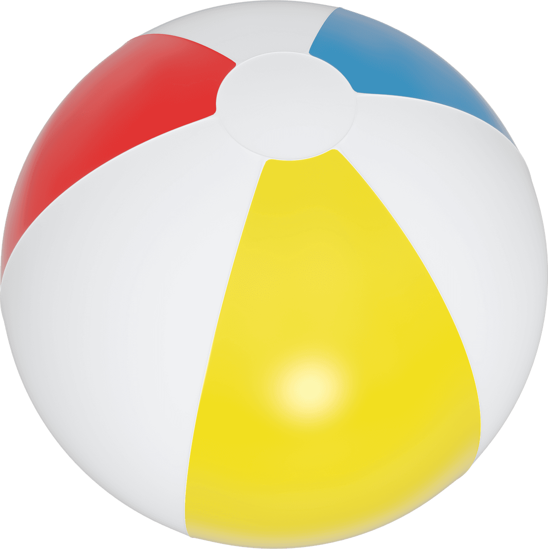 Colorful Beach Ball on Transparent Background - Summer Concept