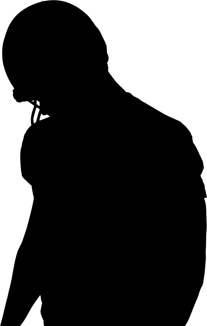 Silhouette of Football Player Standing Viewed Transparently