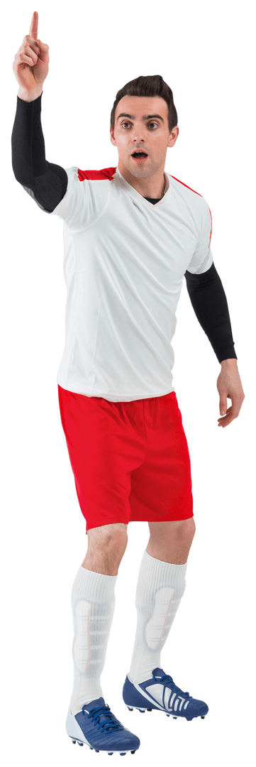 Transparent Football Player Raising Hand in White Kit