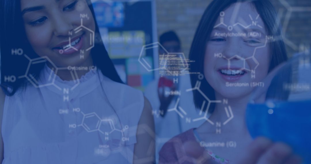 Diverse Children Exploring Chemistry with Digital Interface Overlay