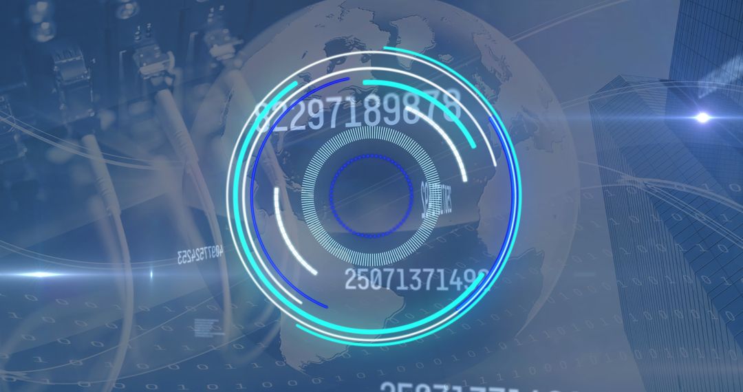 Futuristic Digital Interface with Circular Scope Overlay