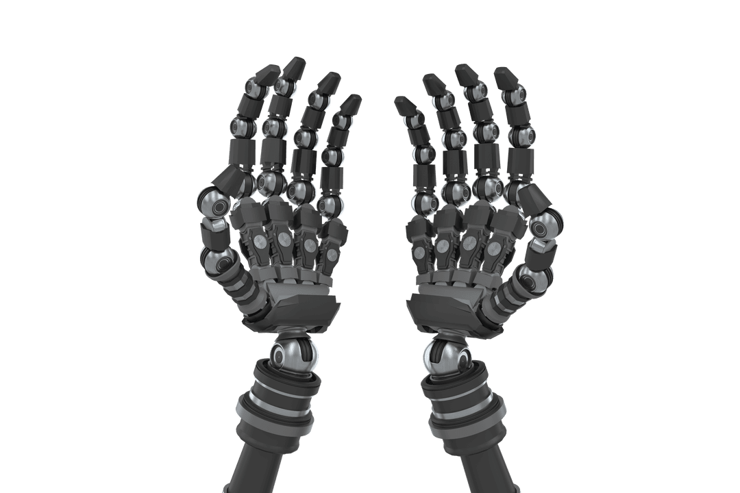 Futuristic Transparent Background Robotic Hands Illustration
