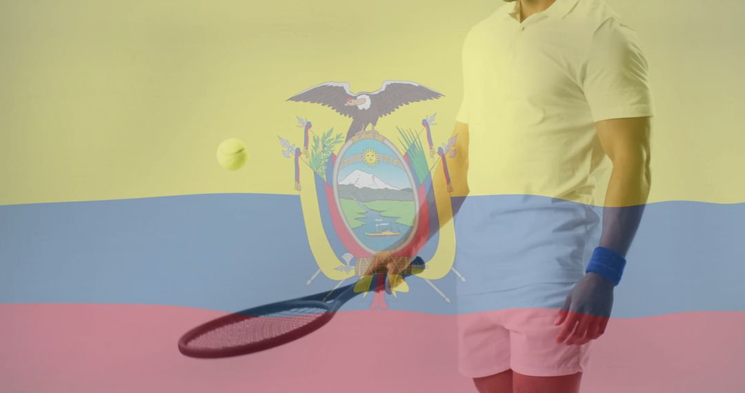 Caucasian Player and Ecuador Flag Blend: Symbolic Tennis Concept