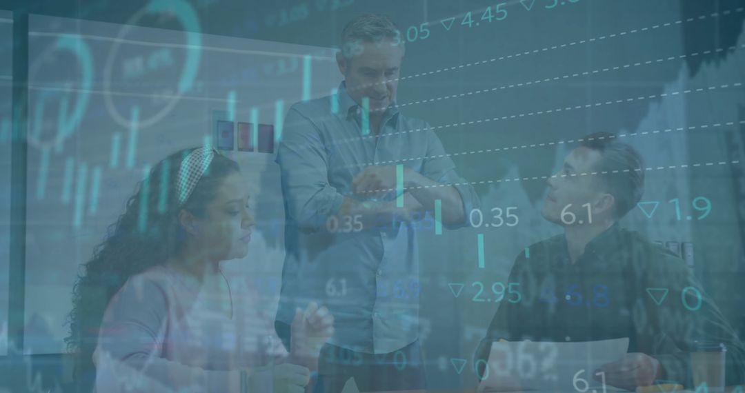 Financial Data Processing Over Diverse Business Team in Office