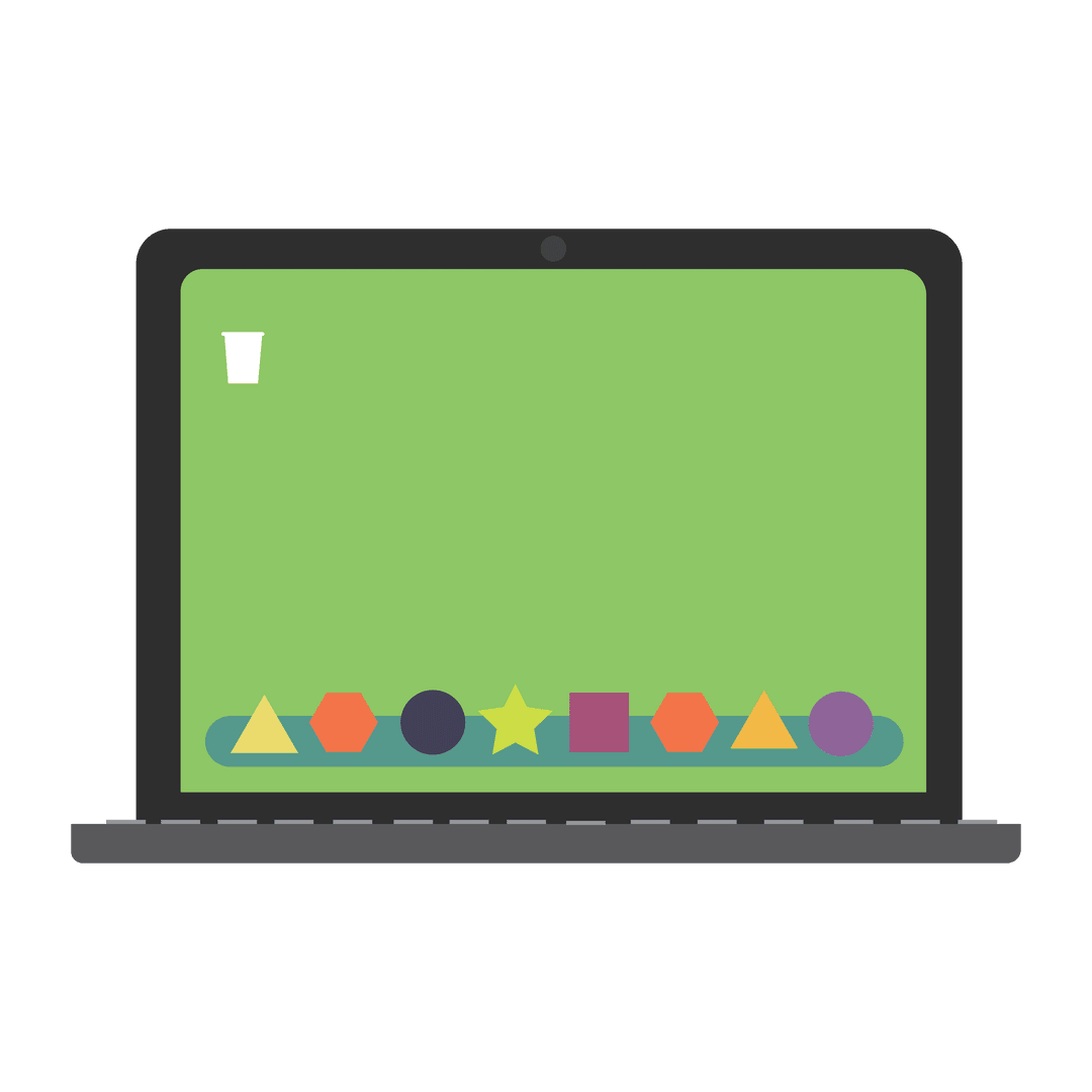 Transparent Vector with Laptop & Colorful Geometric Shapes on Display