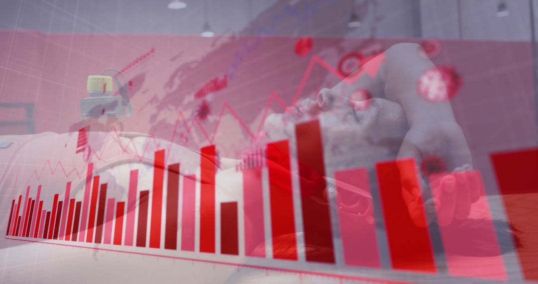 Graph Visuals Overlayed on Woman Meditating Reflects Global Challenges