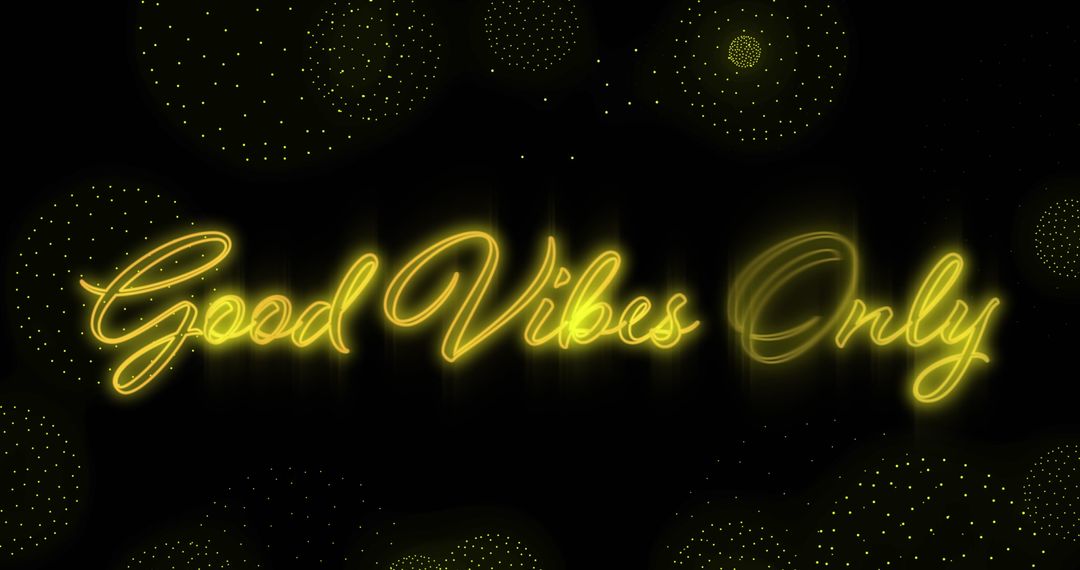 Glowing Neon Good Vibes Only Text on Dark Background
