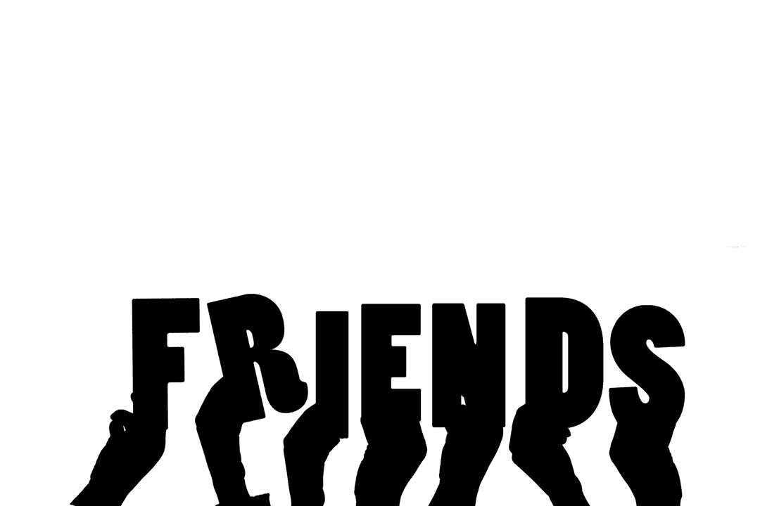 Hands Holding Friends Text on Transparent Background