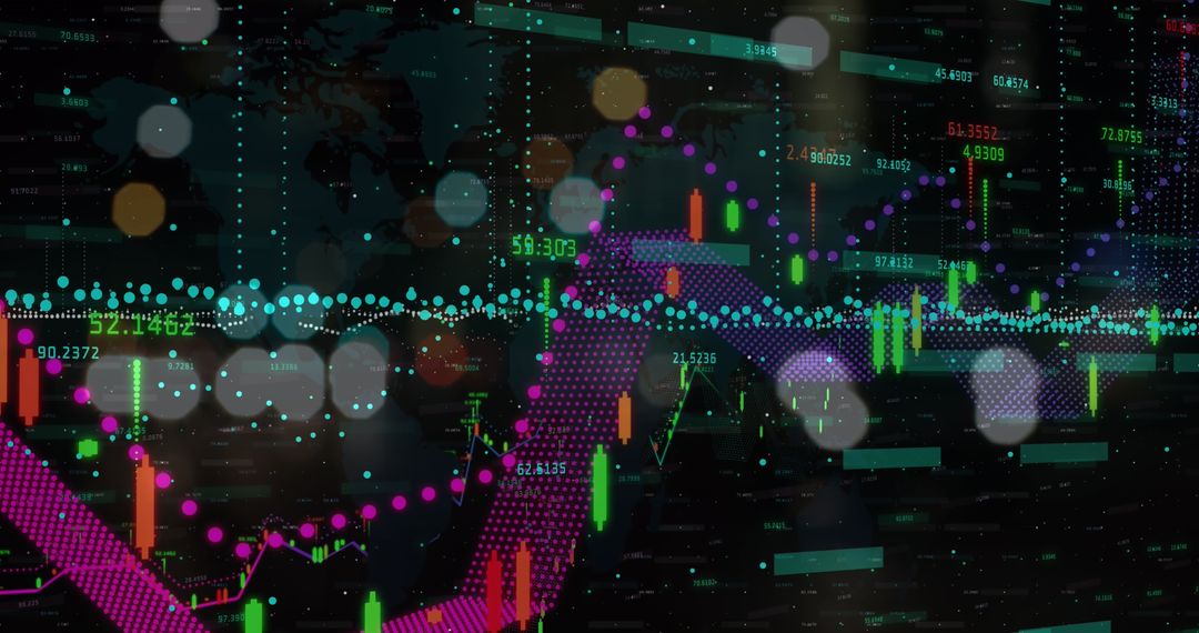 Digital Financial Data Visualization Overlay in Cityscape