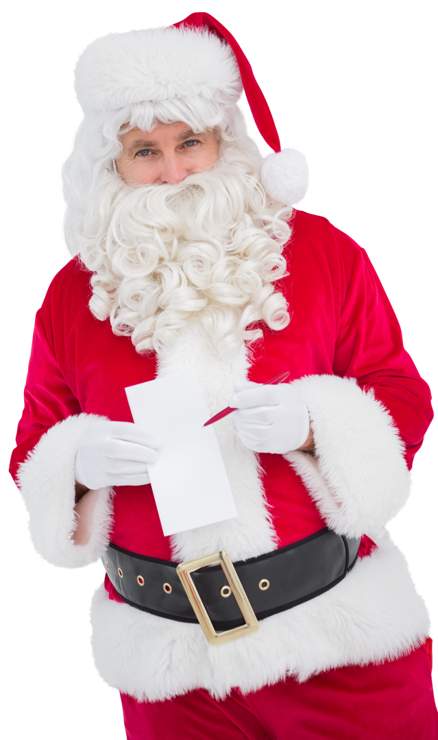 Transparent Santa Claus Holding List with Red Pen and Happy Expression - Download Free Stock Images Pikwizard.com