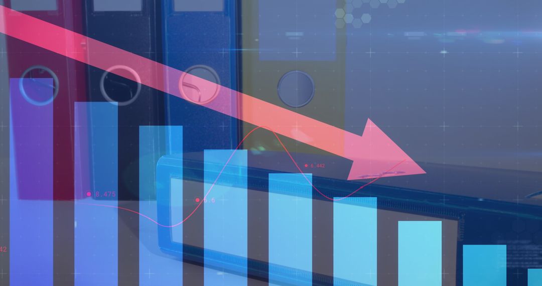 Business Decline with Financial Graphs and Falling Arrow