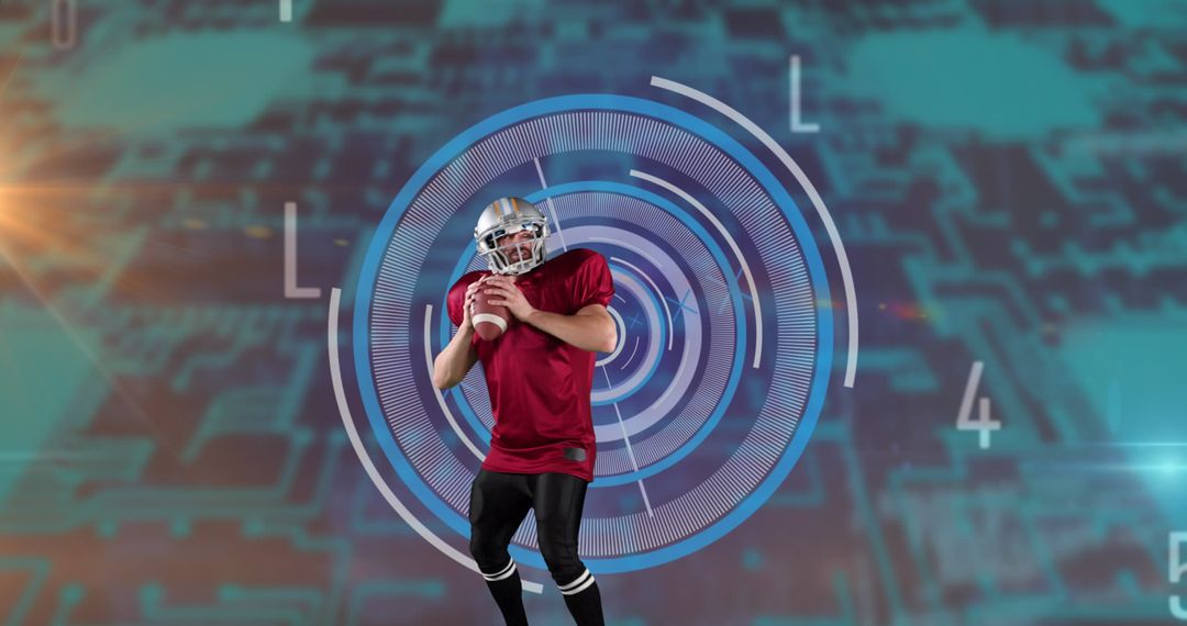 Football Player with Tech Background Active Sports Theme