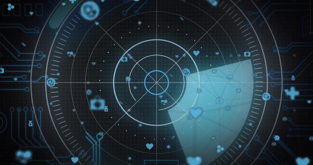 Digital Radar with Data Networks and Connection Icons Concept