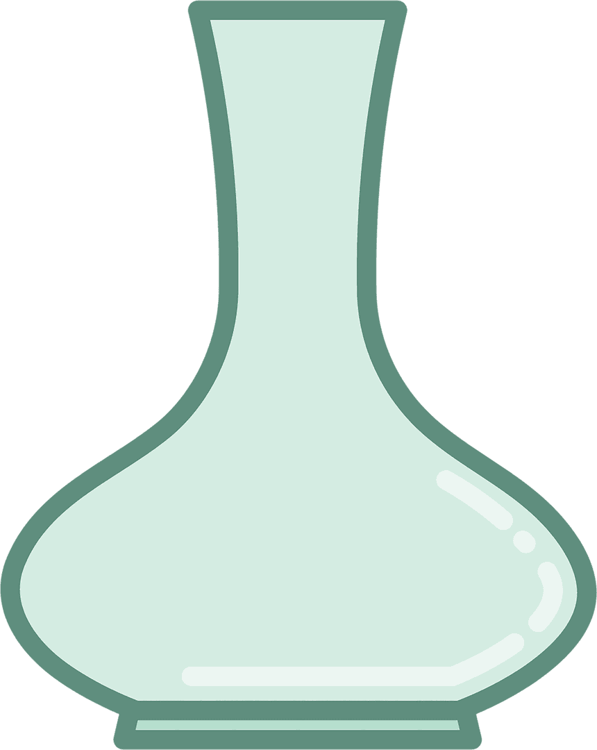 Minimalist Green Vase Illustration on Transparent Background for Home Decor