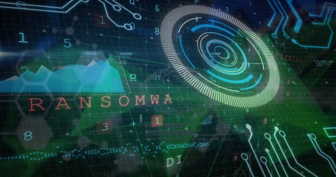 Cybersecurity Concept with Digital Data and Ransomware Alert