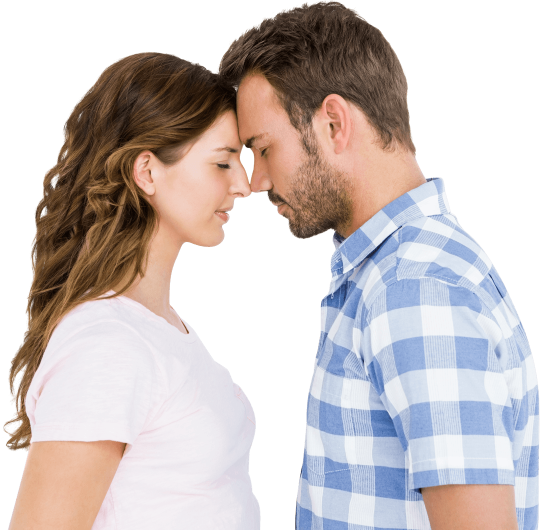 Romantic Couple Sharing Tender Moment on Transparent Background