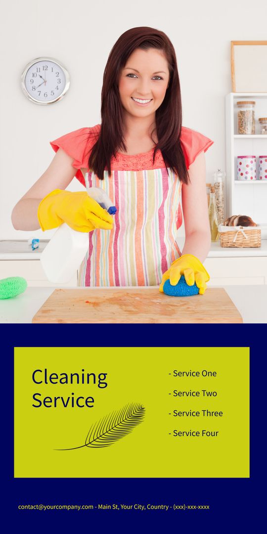 Smiling Cleaner Promoting Trustworthy Cleaning Services - Download Free Stock Templates Pikwizard.com