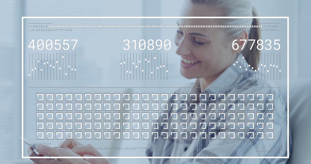 Businesswoman Analyzing Digital Data with Advanced Technology Interface