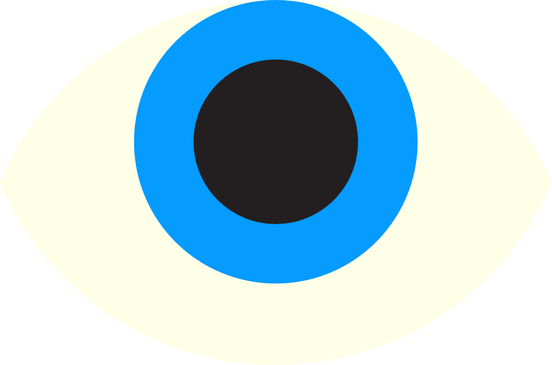 Flat Minimal Eye Icon on Transparent Background, Blue Iris Design