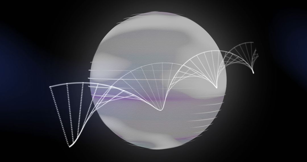 Digital DNA Strand Circling Global Sphere Concept