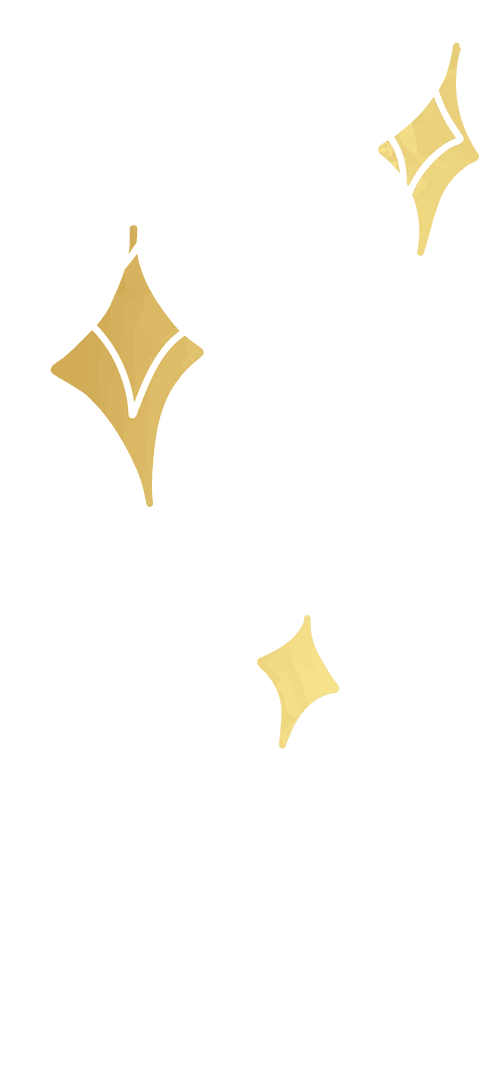 Golden Diamond Sparkle Vector on Transparent Background