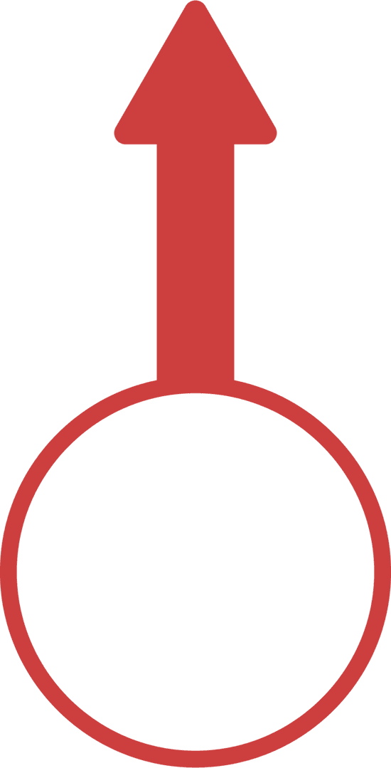 Red arrow on transparent background pointing upward