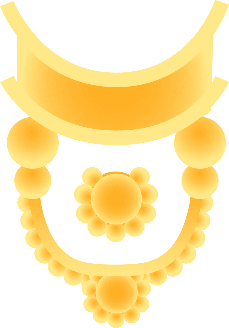 Luxurious Golden Necklace with Floral Cluster on Transparent Background