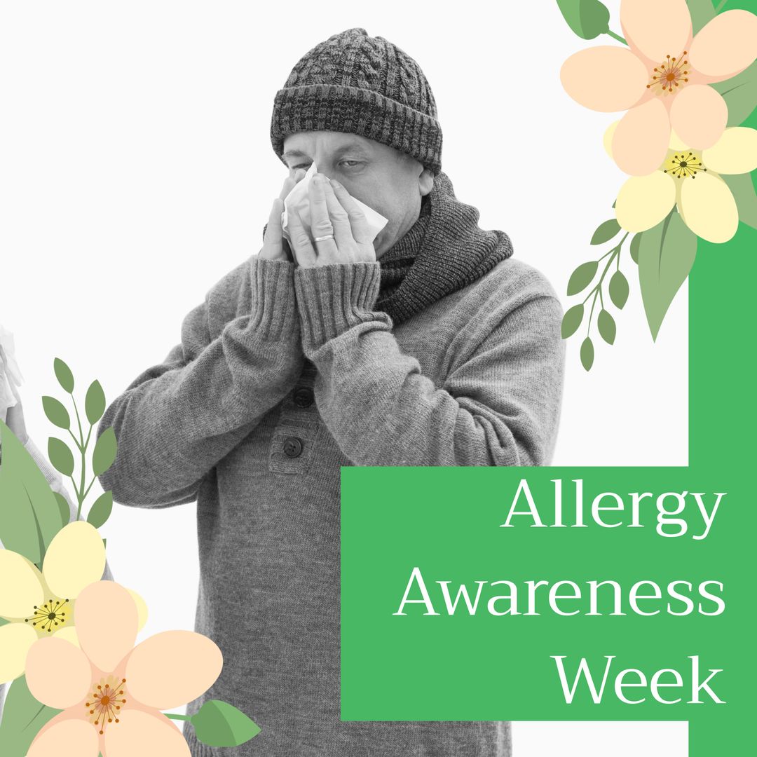 Allergy Awareness Week Concept with Man Sneezing