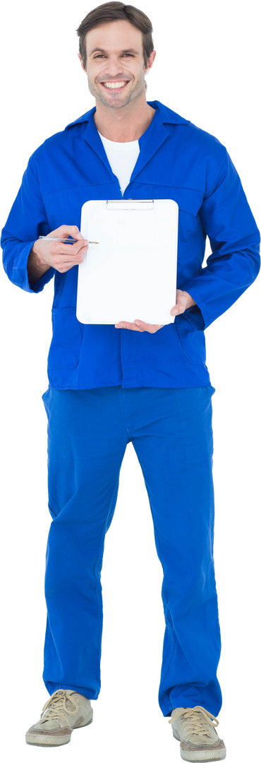 Transparent Confident Mechanic Holding Blank Clipboard - Download Free Stock Images Pikwizard.com