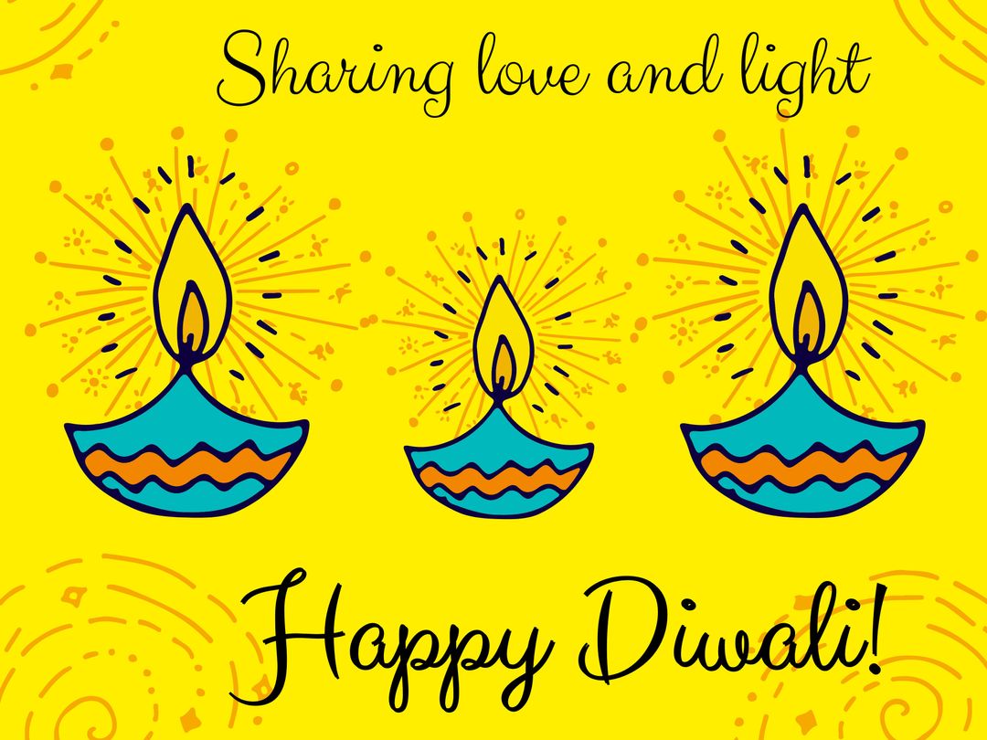 Vibrant Diwali Celebration Card with Decorative Diyas