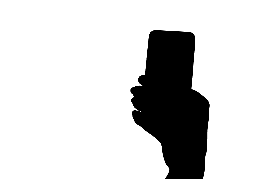 Hand Holding Smartphone Transparent Silhouette with Copy Space