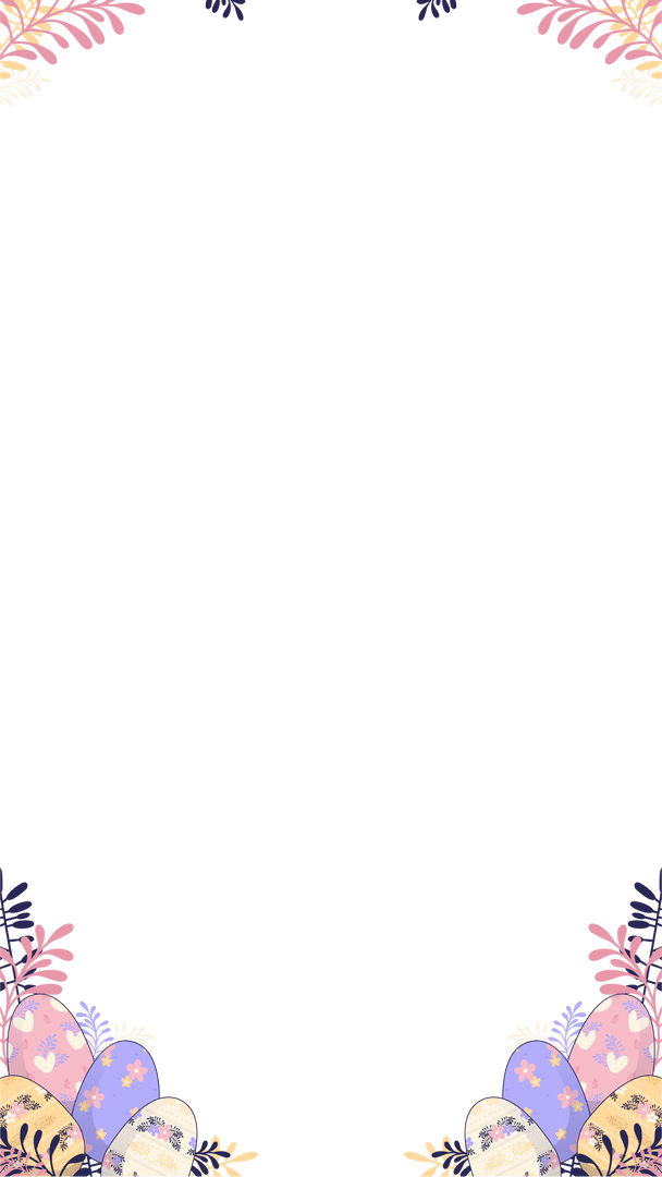 Transparent Frame with Pastel Eggs and Floral Decoration for Spring