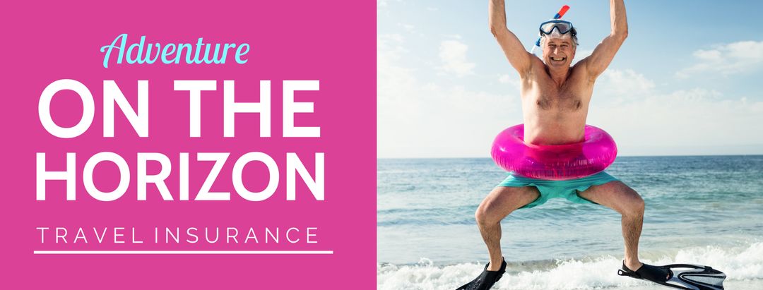 Senior man enjoying beach adventure for travel safety concept