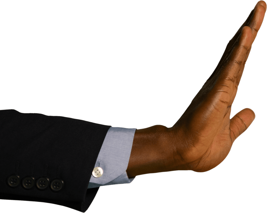 Transparent Business Gesture of Outstretched Hand for Halt or Stop