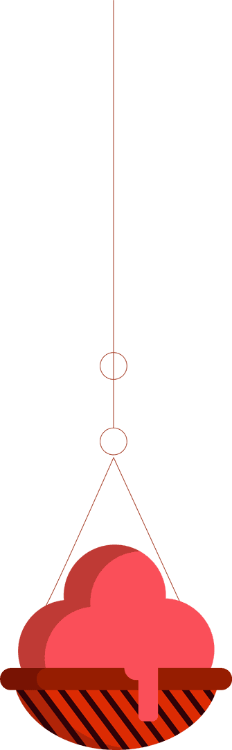 Transparent Background of Pink Cream Scoop in Striped Bowl Hanging on Rope