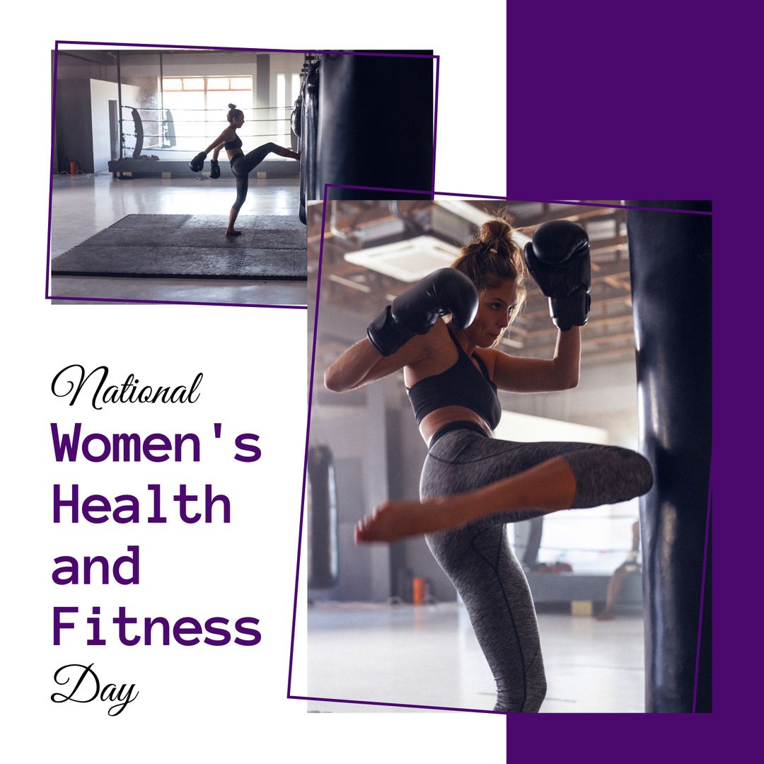 Empowered Woman Practicing Kickboxing on Women's Health Day