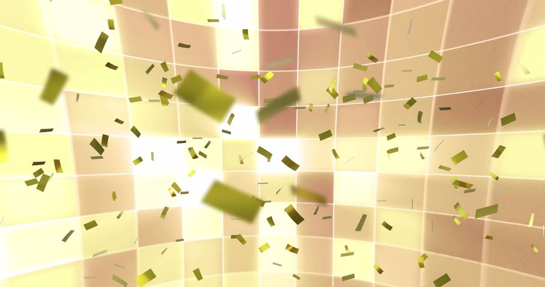 Golden Confetti Falling Over Flashing Brown and Yellow Lights