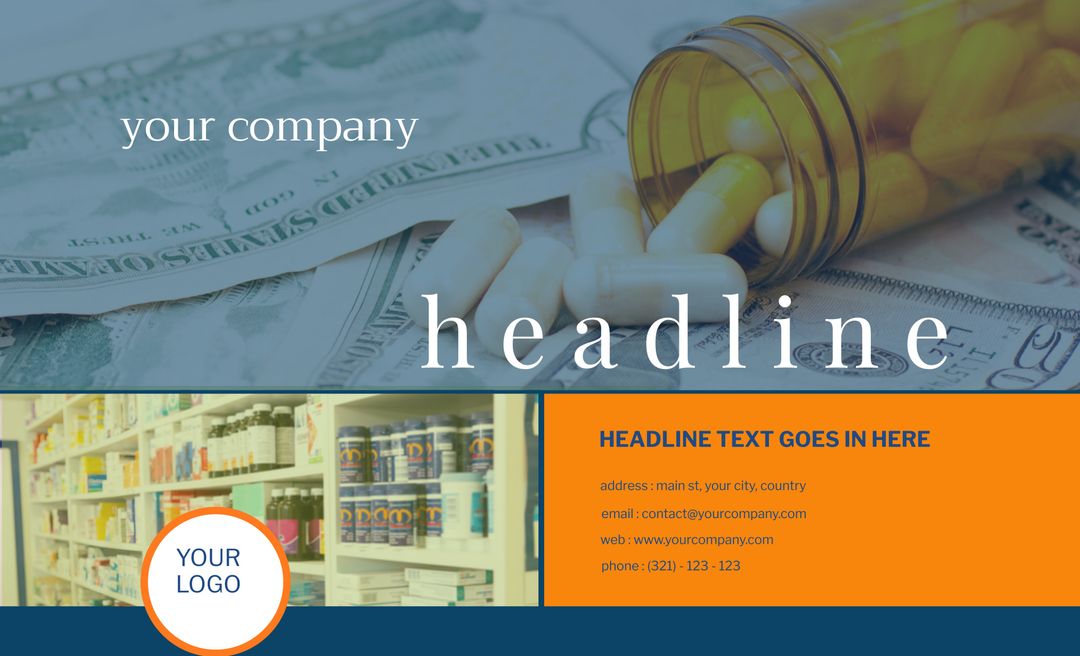 Pharmaceutical Branding with Medication and Financial Reliability Theme