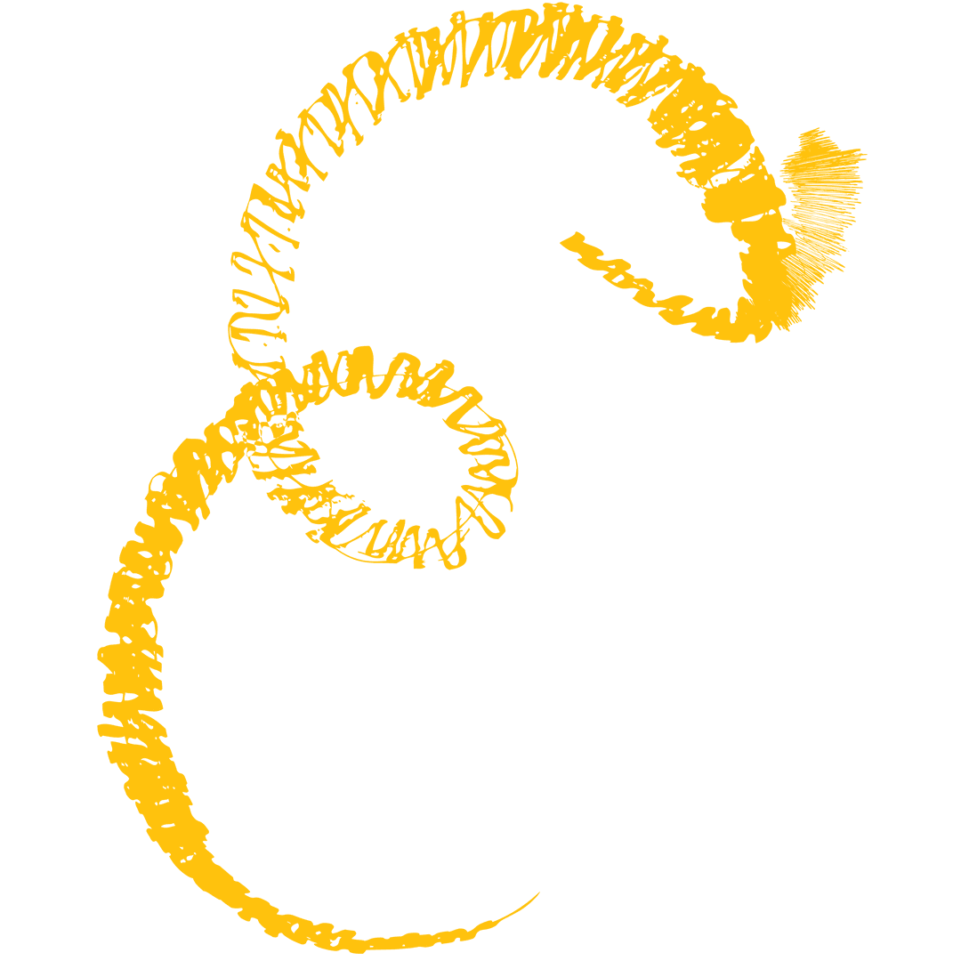 Yellow Abstract Curved Shapes on Transparent Background