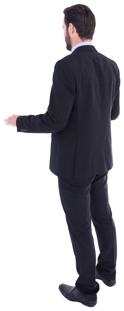 Transparent Rear View Businessman in Formal Suit