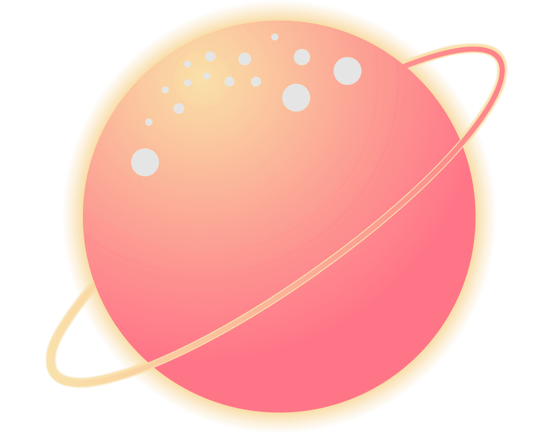 Glowing Stylized Planet Illustration with Ring and Gradient