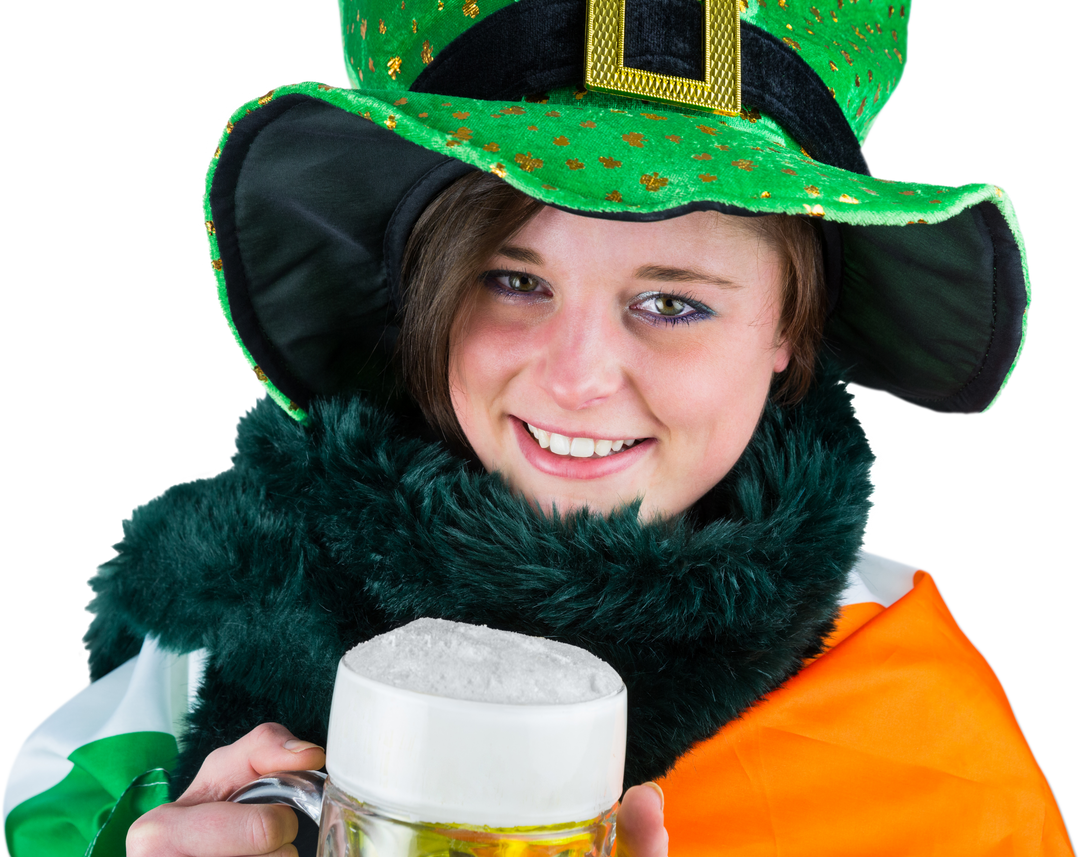 Transparent Portrait of Woman in Festive Costume Holding Beer - Download Free Stock Images Pikwizard.com