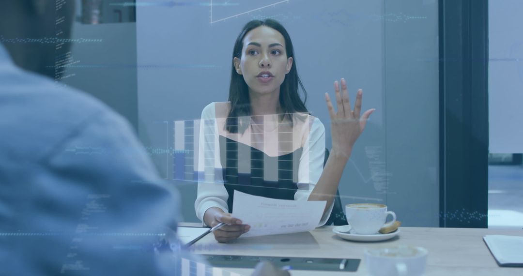 Business Team Collaborating on Global Technology Reports