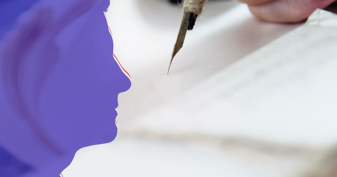 Silhouette in USA Colors Overlayed on Pen and Paper Handwriting Scene