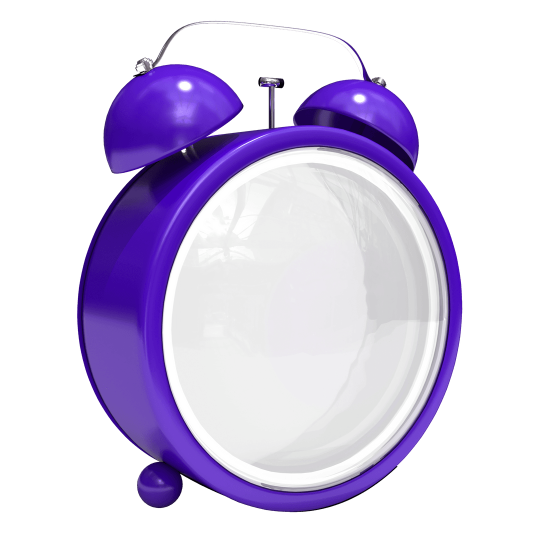 Transparent Purple Alarm Clock Icon with Clear Face
