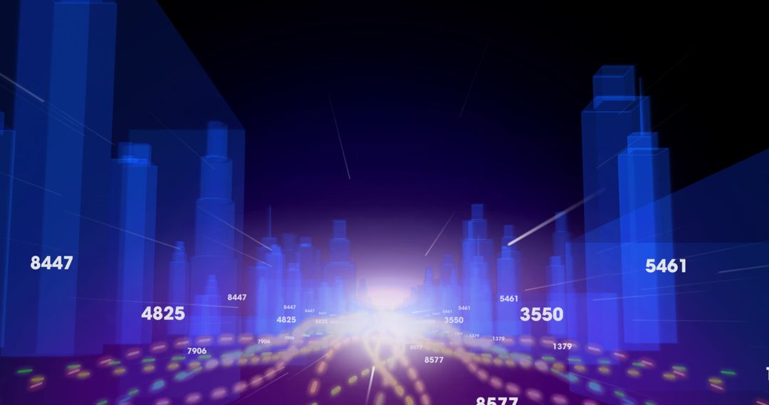 Futuristic Metaverse City in Virtual Reality with Data Visualization