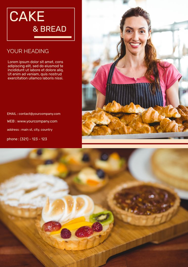 Smiling Baker with Fresh Pastry Selection for Bakery Business - Download Free Stock Templates Pikwizard.com