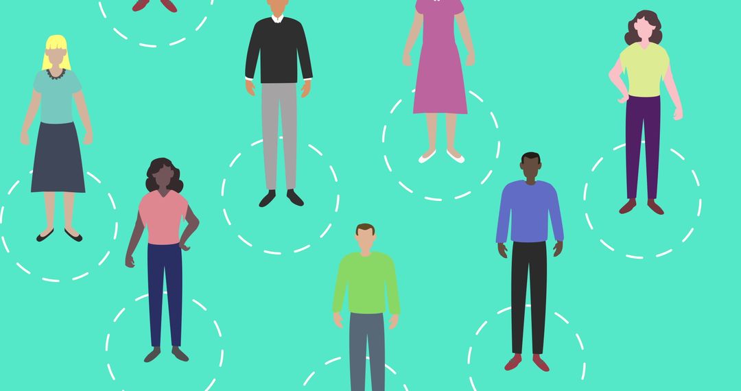 Social Distancing Practices Illustrations with Diverse People