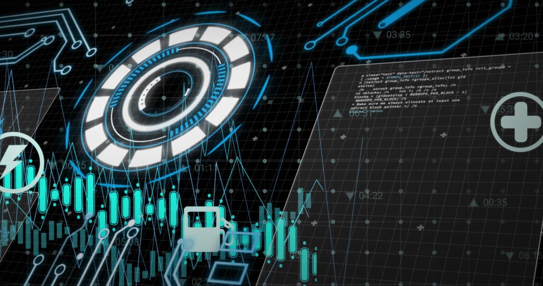 Futuristic Interface Visualization with Graphs and Digital Data